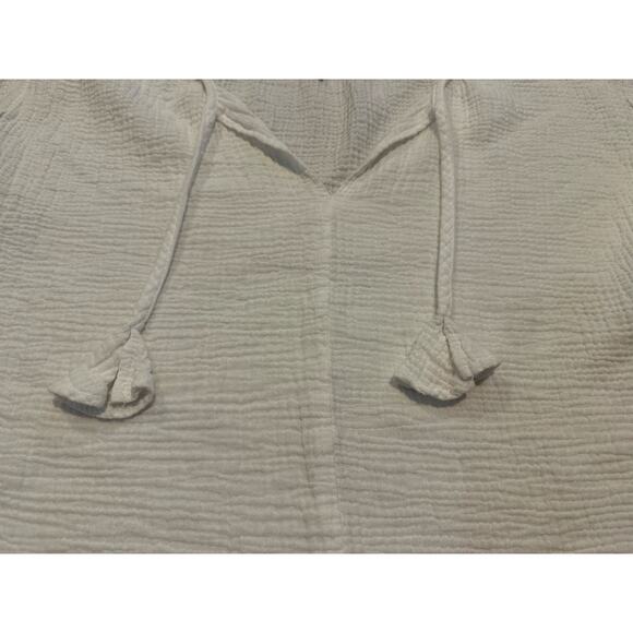 Joie Women's 100% Cotton Gauze Short Sleeve Blouse Sz L Minimalist Chic Comfort - Picture 3 of 8